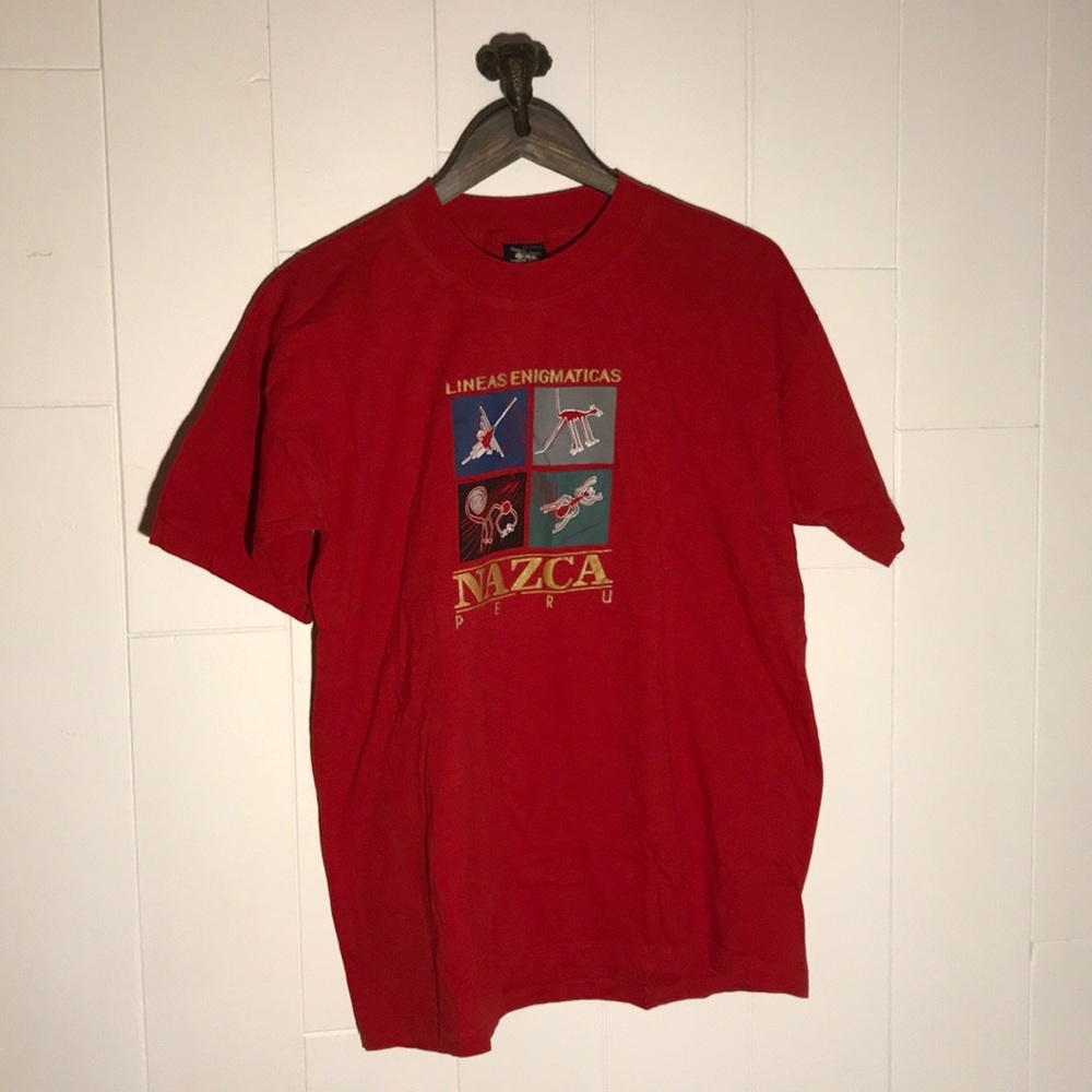 (7) Vintage travel shirt, nazca lines Peru